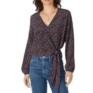 Madewell Raelynn Wrap Top in Silk Floral Print Size Small